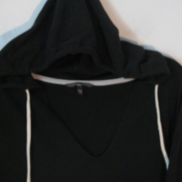 ** Victoria's Secret Shirt Small Hoodie Raw Unfinished Hem Logo Sleeve Black - Picture 2 of 6